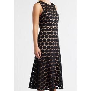 JILL JILL STUART Black & gold Sleeveless Mesh Dot Sheath Fitted Dress Size 2